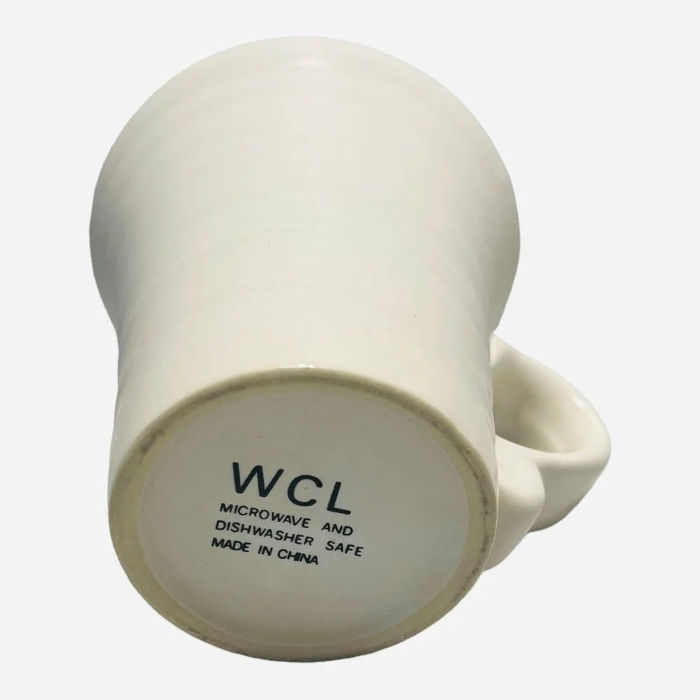 Pair 2 WCL White Ceramic Coffee Mugs 4.5